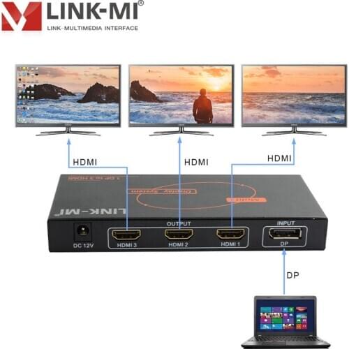 LINK-MI STV03 UHD 1x3 Multi-screen Splicer with 1 DP signal in 3 HDMI out Video Wall Controller