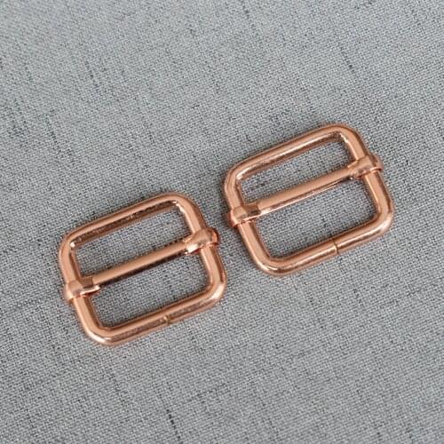 Rose Gold 1 piece 25mm Metal Heavy Duty Adjust Tri-glide Pin Buckle Slider Loop Thickness Shoulder Leather Bag Strap Belt Web