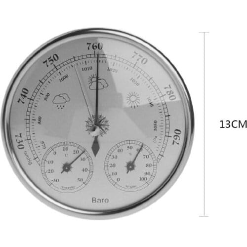 130mm Atmospheric Pressure Temperature Hygrometer Weather Station Three-in-One Barometer Film Metal Box Barometer