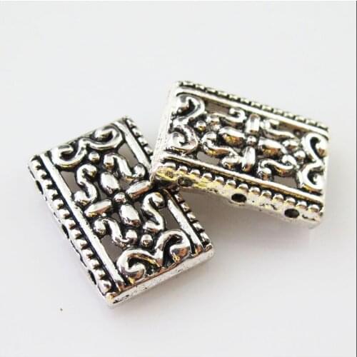 Fashion 16Pcs Tibetan Silver 2-2 Holes Flower Spacer Bar Beads Charms Connectors 12x17.5mm