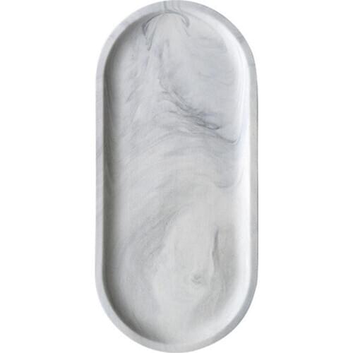 Marble Oval Dinner Plate Household Ceramics Tableware Oval Breakfast Tray Serving Tray For Cheese Bread Kitchen Accessories