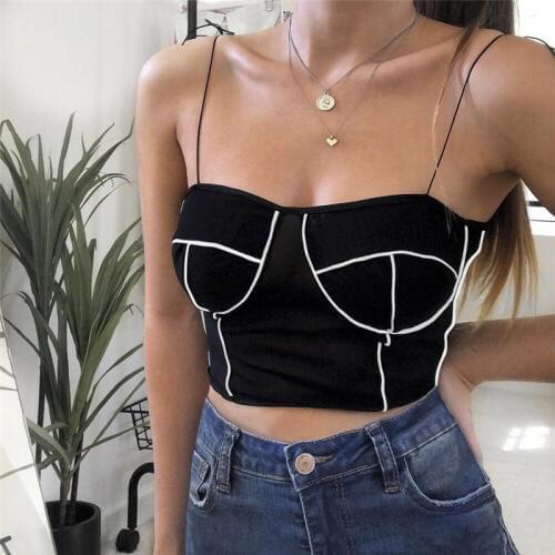 Musuos Women Sexy Black Bustier Crop Top Summer Sling Straps Slim Stretch Tie-up Vest Camis Tops Ladies Club Casual Camisole Tee