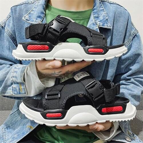 Men Fashion Summer Outdoor Trendy Trainers Shoes Black Thick Sole Beach Sandals Wear-Resisting Leisure Sport Student Sandalias