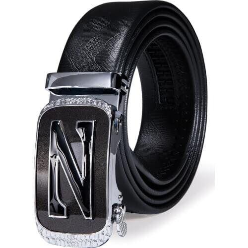 Mens Belts Fashion Black Automatic Buckle Pure First Layer Cowskin Leather Genuine Leather Belt for Man Metal Strap Male
