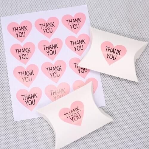 Pink Heart Thank You Stickers, Gift Labels, Thank You Labels, Party Deco Stickers 120pcs/lot