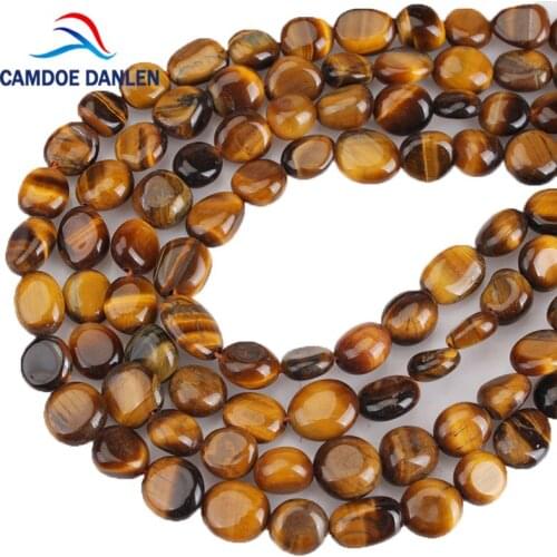 Natural Lrregular Oval Yellow Tiger Eye Stone Beads 4-6mm 8-10mm 15" Gravel Beads Fit Diy For Jewelry Making Accessories
