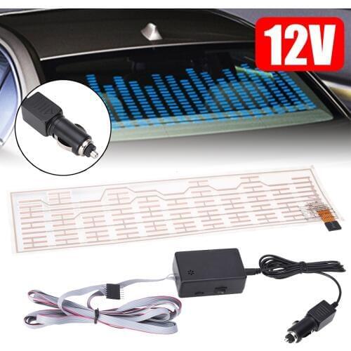 Neon Lamp Kit 45*11cm Car Blue LED Music Rhythm Flash Light Sound Activated Sensor Equalizer Rear Windshield Sticker Styling
