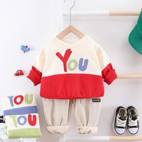 New Autumn Spring Kids Fashion Clothes Baby Boys Letter T-Shirt Girls Pants 2pcs/set Children Toddler Costume Infant Sportswear