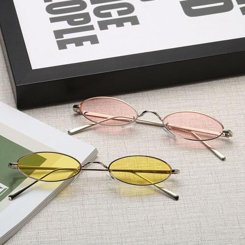 New Vintage Sexy Ladies Small Oval Sunglasses Women Fashion Clear Colorful Glasses Steampunk Sun Glasses For Female Uv400