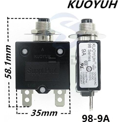3Pcs Taiwan KUOYUH 98 Series 9A Overcurrent Protector Overload Switch