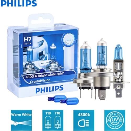Philips Crystal Vision H1 H4 H7 H11 HB2 HB3 HB4 9003 9005 9006 12V CV 4300K Bright White Car Halogen Head Light Auto Lamp (Twin)