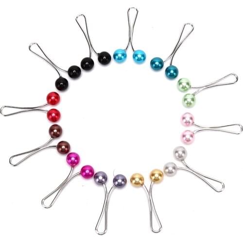 12pcs Headscarf Shawl Scarf Lady Muslim Scarf Hijab Clips Pearl Scarf Brooch Pin Hijab Clips