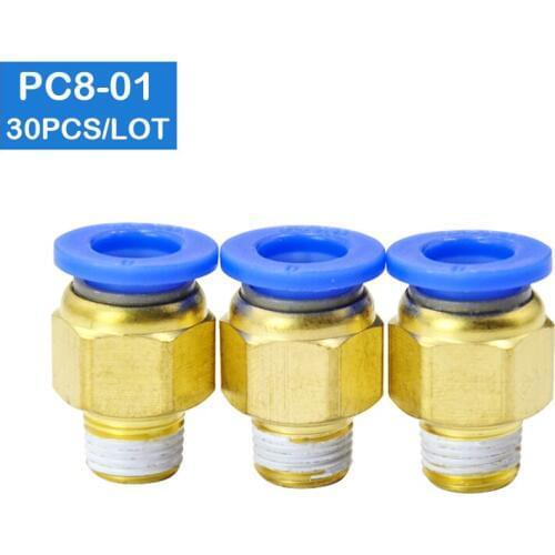 30pcs BSPT PC8-01 air hose connector, pneumatic connector 8mm to 1/8' pneumatic fitting quick coupling for hose,air fiting
