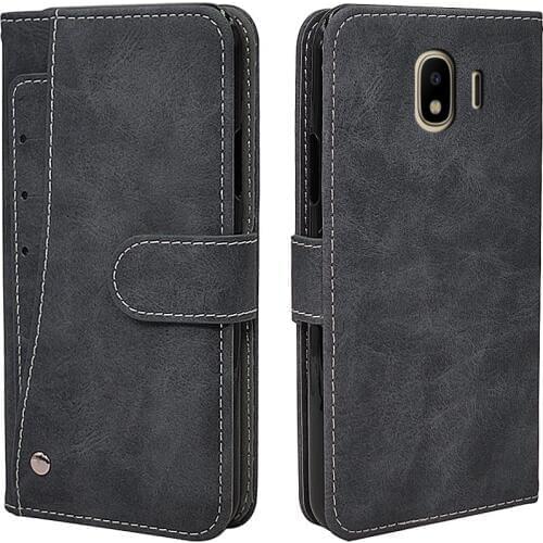 Luxury Wallet Case For Samsung Galaxy J2 Core J3 J4 J4+ J6 J6+ Plus J7 J8 2018 Case Vintage Flip Leather TPU Silicone Cover