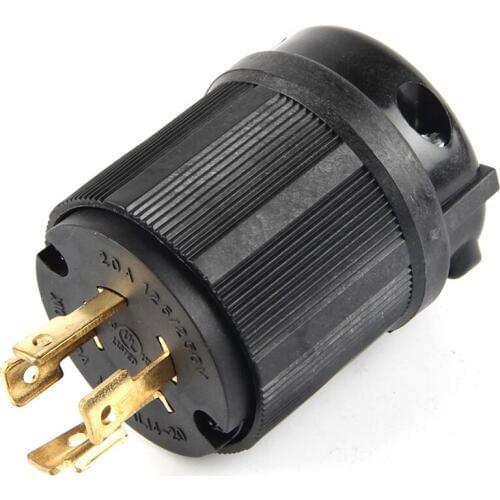 Black UL 20A 250V NEMA L14-20P L14-20R US Locked Receptacle Industry Plug Panel Socket America 4 Pole Wired Connector Plug