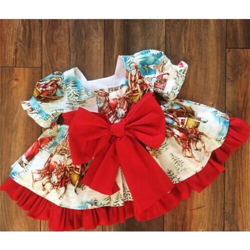 Toddler Kids Baby Girl Christmas Dress Ruffle Flared Party Santa Swing Princess Dresses Xmas Outfit Clothes