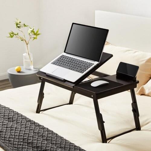 Mrosaa Bamboo Laptop Table Simple Computer Desk For Bed Sofa Folding Adjustable Notebook Holder Laptop Desk Bed Sofa Tray Table
