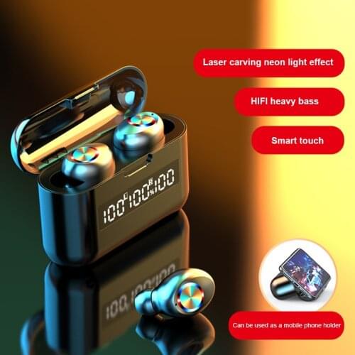 F9 TWS Wireless Bluetooth-Compatible Headset Sports Waterproof Headset High-fidelity Stereo Earplugs With 2000Mah Charging Box