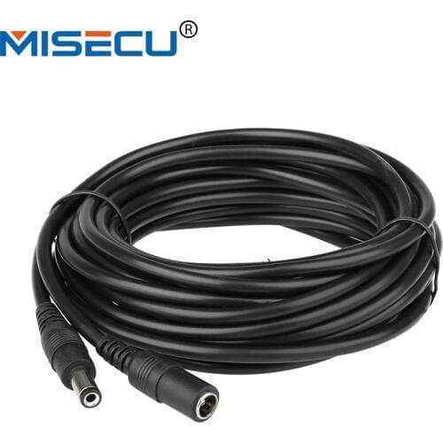 MISECU DC Power Extension Cable Jack Socket To 5.5mmx2.1mm Male Plug For CCTV Security Camera Black 16.5Feet 5M 10m power cable
