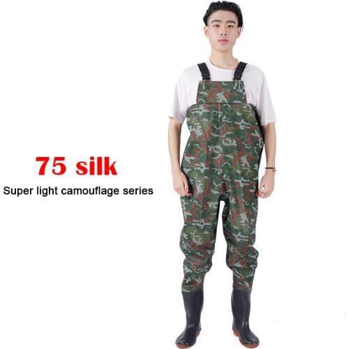 Outdoor Winter fishing Waterproof pants 75 silk Thick material fishing boots fishing suit Wading rubber boots waders shoes pants