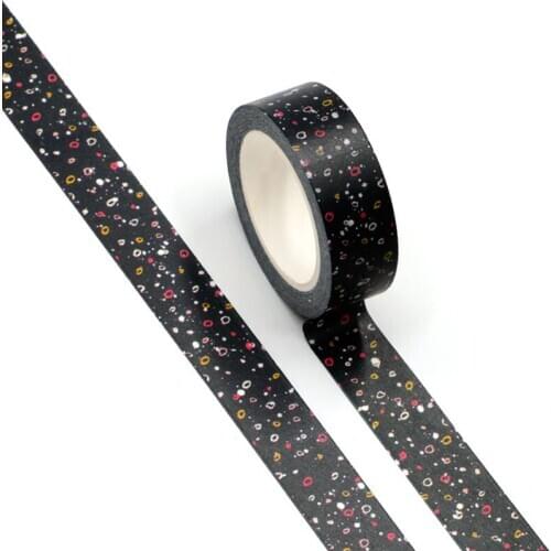 1PC 15MM*10M Black Colorful Stone Designs Washi Tape Sticky Adhesive Tape Scrapbooking Album DIY Decorative PaperTape washi tape