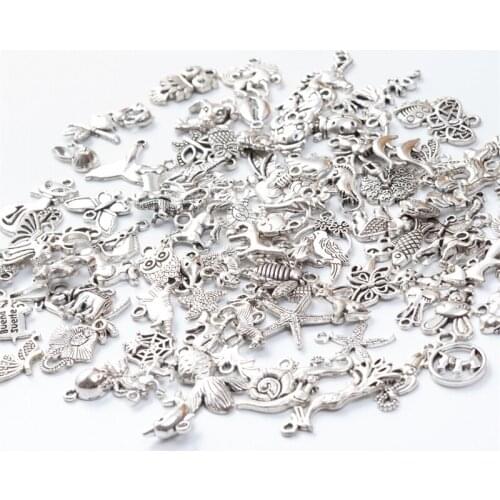 100 PCS/Lot Mixed Silver Color Random Alloy Animal Charm For DIY Bracelet Necklace Jewelry Making