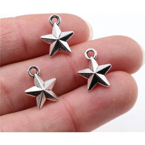 14x11mm 20pcs Antique Silver Plated Five-Pointed Star Style Handmade Charms Pendant:DIY for bracelet necklace-P4-39