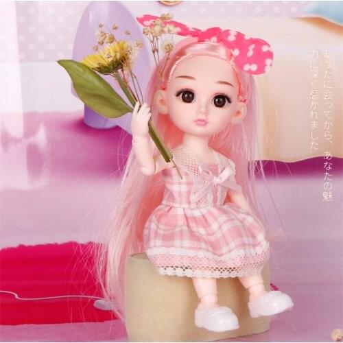16cm Cute Moveable Joint Princess Golden Hair Dress Up Doll Girls Play House Toy