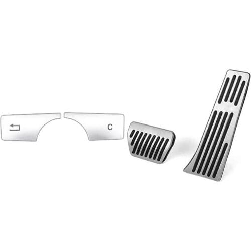 2 Set Car Accessories: 1 Set Car Multimedia Button Trim Cover Sticker & 1 Set Gas Fuel Brake Footrest Pedal Plate Pad