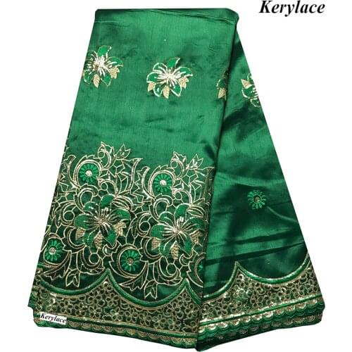 2020 New Arrival Green George Fabric African Lace Sequince Paillette Nigerian Party Wedding Clothes Sewing Raw Silk KRL-92346