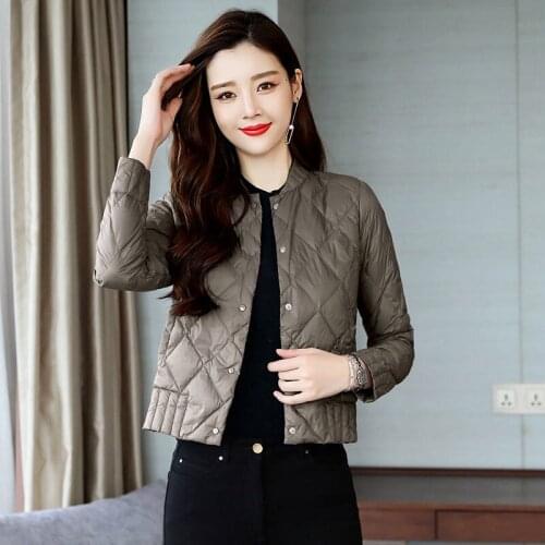 2021 Winter Women Down Coat Female Ultralight O-Neck Duck Down Jacket Ladies Portable Padded New Parkas Puffer Overcoat Q100