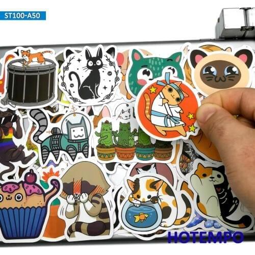 50pcs Cute Cats Pets Anime Style Stickers Toys for Children Kids Scrapbook Stationery Mobile Phone Laptop Cartoon Decal Stickers