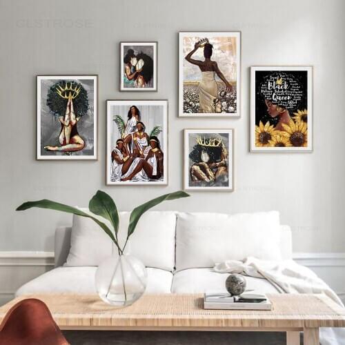 Africa Sexy Queen Black Woman Portrait Poster And Print Wall Art Abstract Canvas Painting Print Decor Pictures Living Room Gift