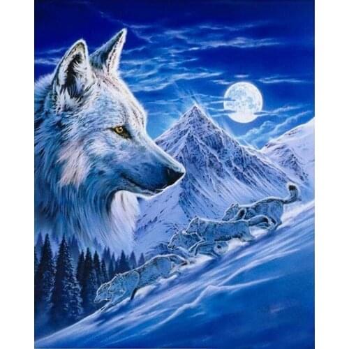 Snow wolf moon diamond Embroidery diy diamond painting mosaic diamant painting 3d cross stitch pictures H450