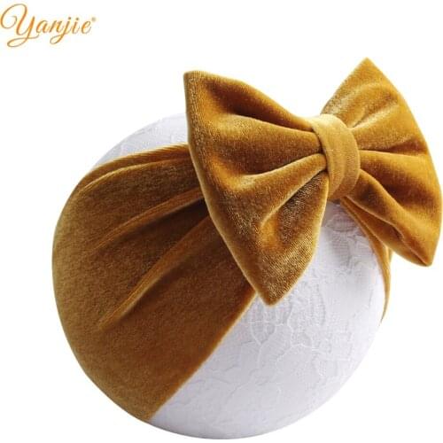 5'' Messy Hair Bow Velvet Head Wrap For Girls Spring 2021 Kids Velvet Headband Girls Turban Soft Bow Hairband Hair Accessories