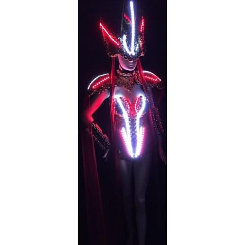 Future technology LED Gold girl Warrior costumes Bar Paradise Business Guest Show Catwalk Bar Cosplay Party Performance Costume