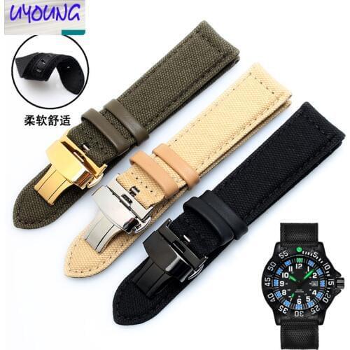 UYOUNG Canvas watch with butterfly buckle strap universal men and women watch belt 20 22 24mm waterproof base for S-e-i-k-oi
