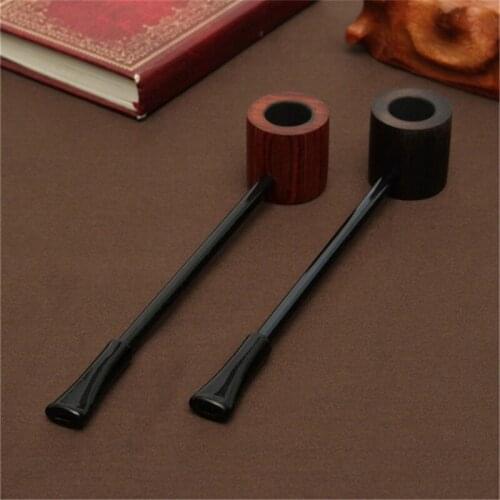 Black/Coffee Ebony Wood Pipe Smoking Pipes Portable Smoking Pipe Herb Tobacco Pipes Grinder Smoke Gifts
