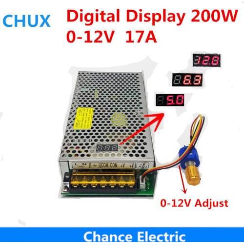 Digital Display Adjustable Switching Power Supply 12V 17A 200W DC voltage 0-12V Adjustable