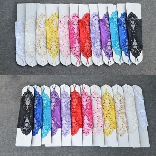 12 Colors Flower Girl Gloves Wedding Dress Accessories White Pink Children Long Gloves Fingerless Bead Sequins Kids Lace Gloves