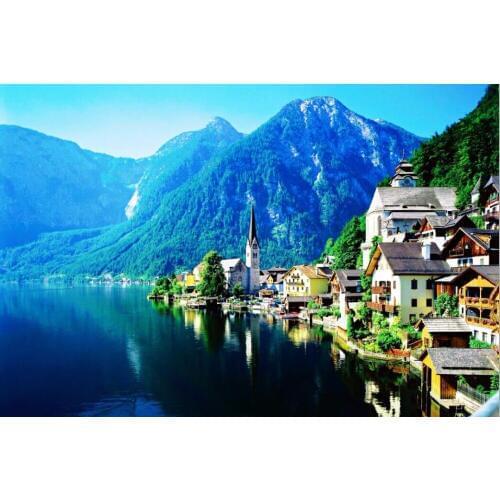Austrian town style The wooden puzzle 1000 pieces ersion jigsaw puzzle white card adult childrens educational toys