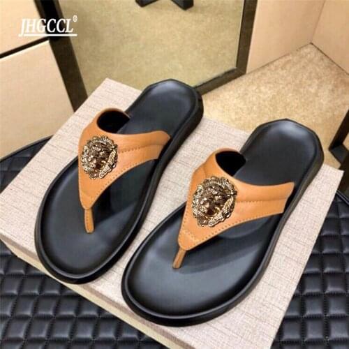 Designer Genuine Cow Leather slippers indoor non-slip men women home fashion casual single shoes soft soles Zapatos Hombre T6