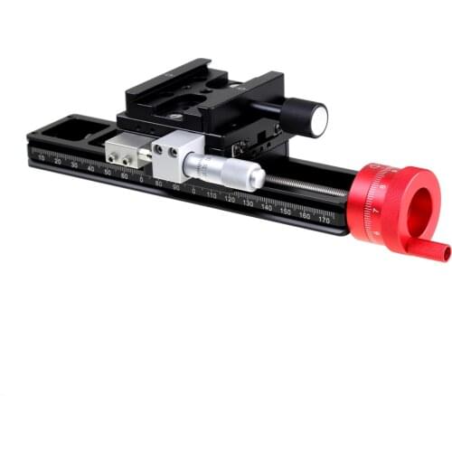Double Precision Stacked Photography Slide Micrometer Head Micro Trimming Guide 180MM Macro Focusing Rail Slider Aluminium Allo