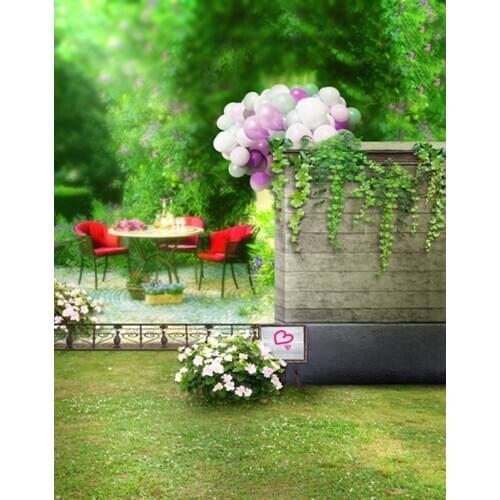 5x7ft Grass Flower Balloon Tree Photography Backdrops Photo Props Studio Background