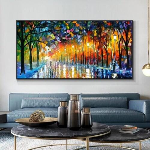 Walking In The Rain Landscape Canvas Painting Posters And Prints Abstract Oil Painting Wall Art Pictures Room Home Decor