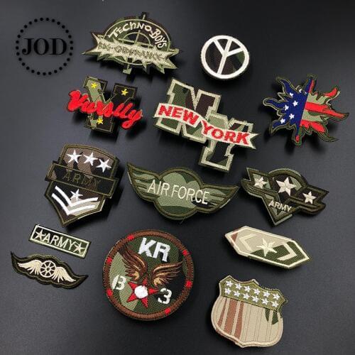 JOD* Embroidery Army Patch Clothes Military Iron on Patches for Clothing DIY Stickers Tactical Fabric Badges Camouflage Style
