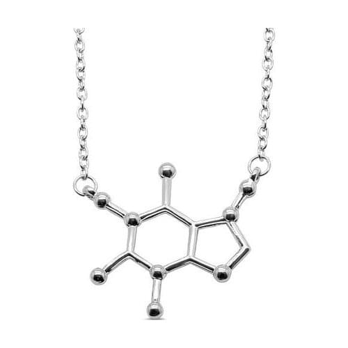 Coffee Caffeine Molecule Necklaces Science Structure Chemistry Molecules Geometry Polygonal Hexagon Hollow Pendant Necklace