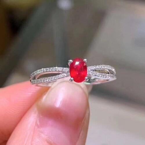 New Shop Promotion Natural Ruby Lady Ring Color Good 925 Silver Mosaic Explosion Recommended