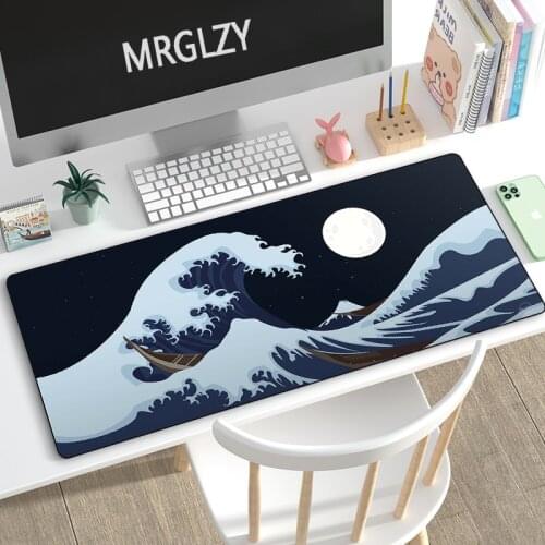 Ukiyo-e Huge Waves Multi-size XXL Art Mouse Pad Large Bule Mousepads Gaming Accessoroes Laptop Gamer Mechanical Keyboard DeskMat