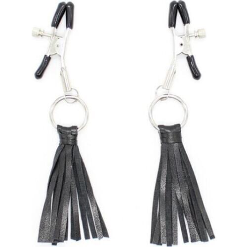 Leather Hoop Breast Clips Metallic Fun Bondage Clips Leather Adult Supplies Mimi Clip